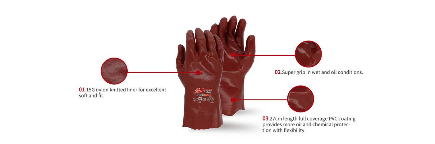 27cm length General PVC coating glove-43501